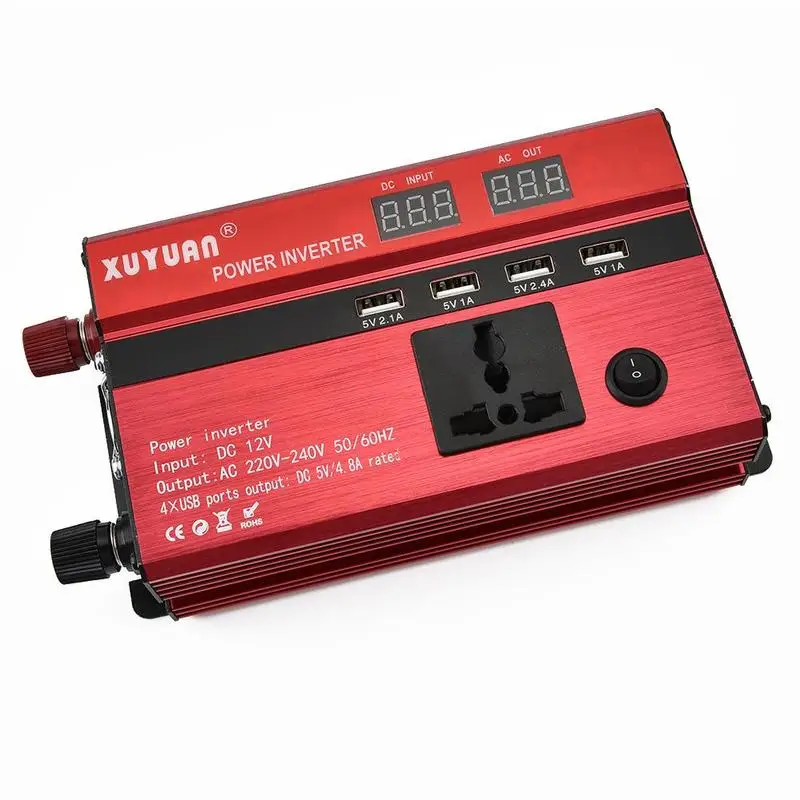 Red American Inverter 12v To 110v With Led Display Converter