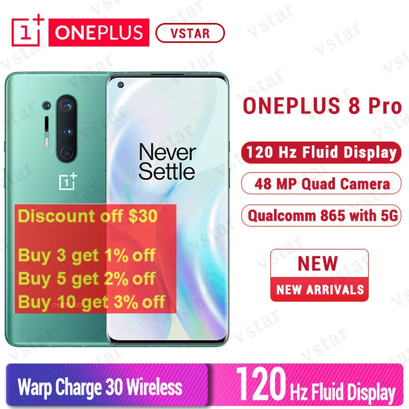 Глобальная прошивка Oneplus 8 Pro 5G смартфон 6 78 дюймов Snapdragon 865 Octa Core Android 10 30 Вт