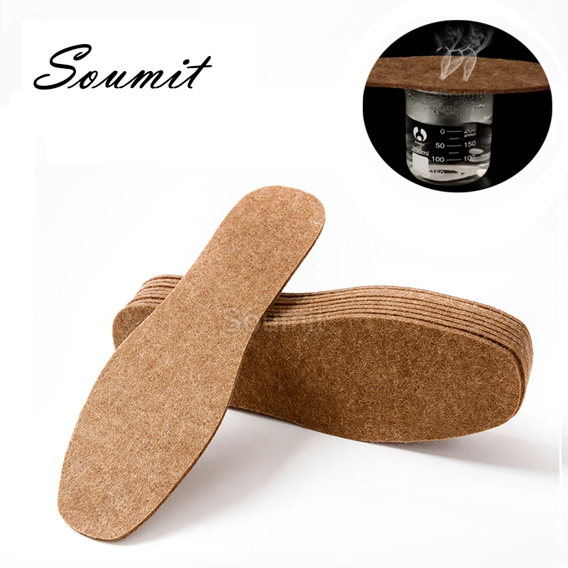 

Unisex Cotton Pads Wool Felt 1 Pair Winter Thick Soft Keep Warm Plush Breathable for Men Women Sweat-Absorbant Inserts Insoles