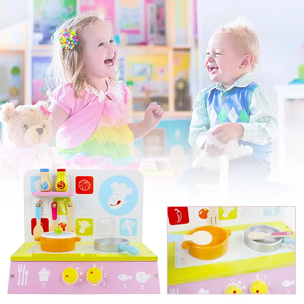 

Kids Pretend Playing Toy Wooden Kitchen Toy Set Simulation Cooktop With Cookware Accessories Kitchen Role Toy For Girls Gift