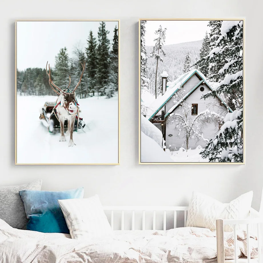Deer-Pine-Forest-Tree-Snow-Sence-Winter-Wall-Art-Canvas-Painting-Nordic-Posters-And-Prints-Wall (1)