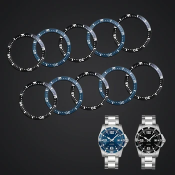 

38mm Black Blue Glass Ceramic Coating Bezel Insert For Longines Conquest L3 41mm Dial Man Watch Face Watches Replace Accessories