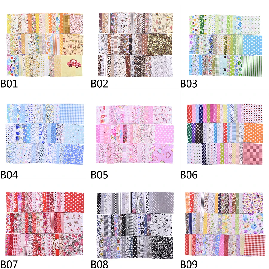 7-50pcs Válogatott Virágos Nyomtatott Pamut ruhával Összevarrás quilting Ablakszövet számára Tákolmány Szabóipar DIY handmade Materiális szögletes