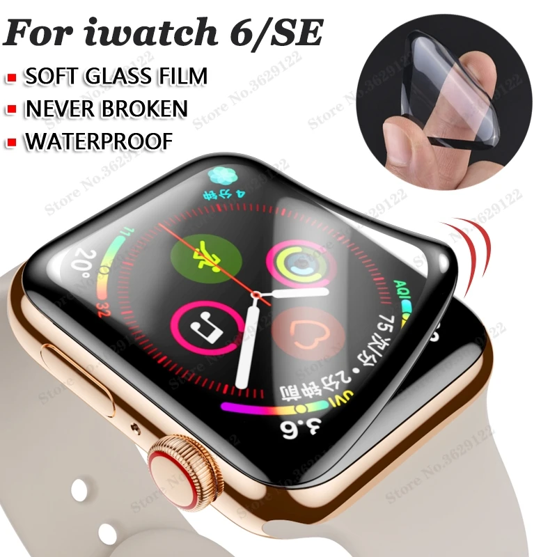 Водонепроницаемая Защита экрана для apple watch 6/SE 7 44 мм 40 (не закаленное мягкое