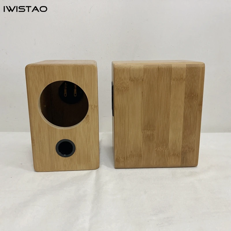 IWISTAO HIFI 3 Inches Full Range Speaker Empty Cabinet Inverted 1 Pair Finished Bamboo Wood for Tube Amplifier