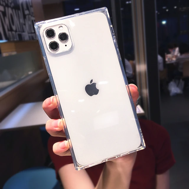 Square Fluorescent Color Transparent Phone Case For Iphone 13 Pro Max 12 Mini 11 X Xs Xr 7 8 Plus Se Clear Soft Silicone Cover Mobile Phone Cases Covers Aliexpress