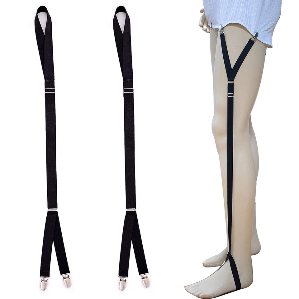 ANDERK - 2 Paia di Bretelle Reggicalze per Reggicalze Elastiche Regolabili con Reggicalze Antiscivolo per Uomo, colore nero