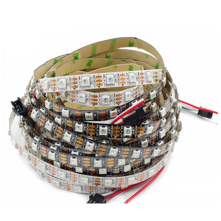 WS2812B 5v 12v 5050 цветных(RGB) светодиодных лент Водонепроницаемый ws2811 ws2812 5m 5 с наибольшем световым потоком 12В, светодиодные фары полосы 30/60/144 светодиодов/м Мечта Цвет светодиодные полосы ленты