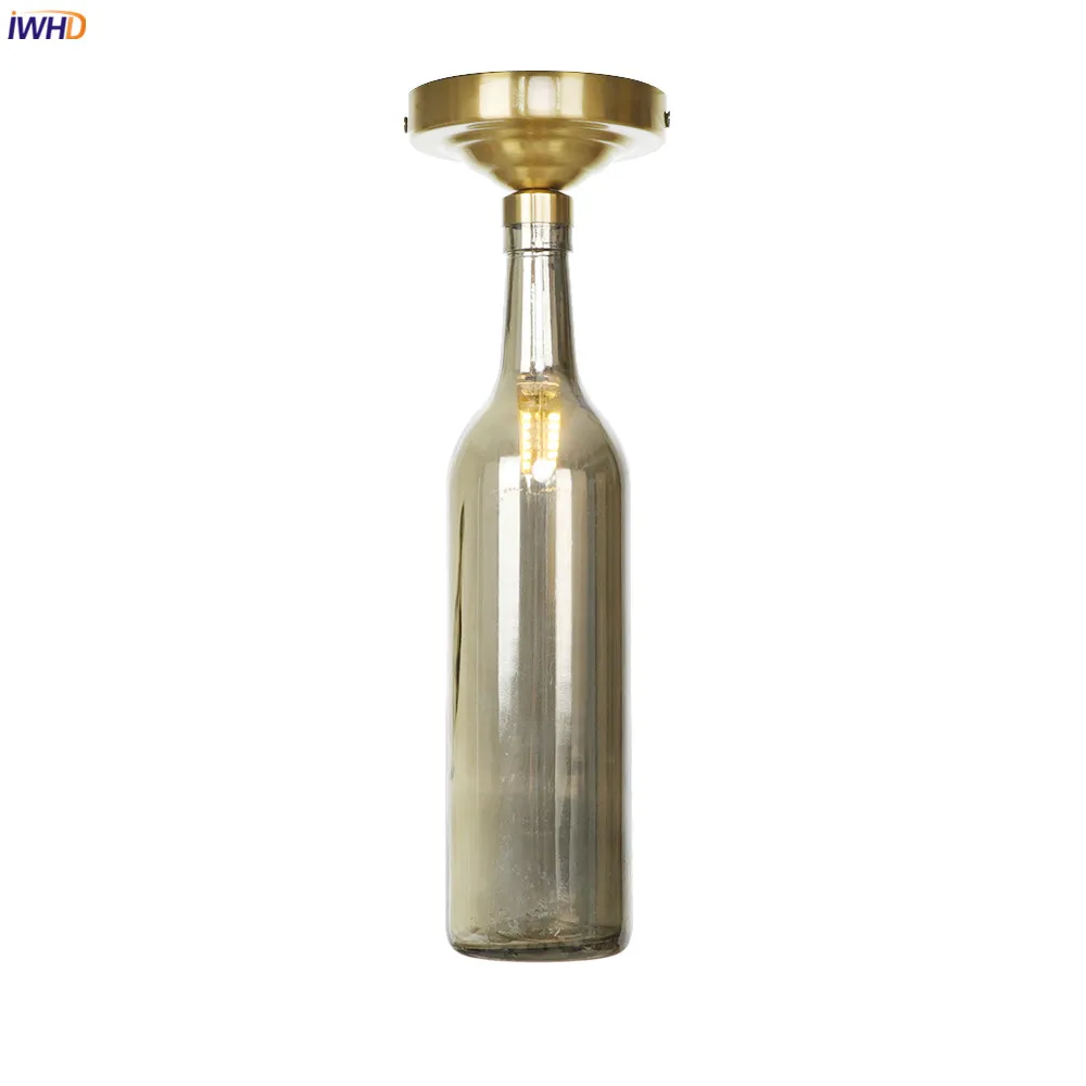 

Потолочный светодиодный светильник IWHD Plafondlamp, лампа из дыма и стекла для гостиной, спальни, медная, в стиле лофт, промышленный декор, винтажная потолочная лампа