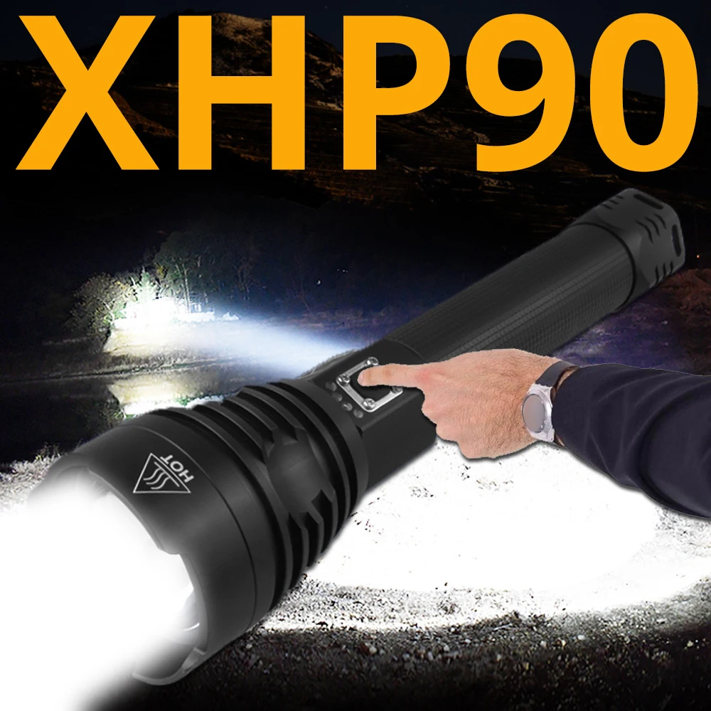 Самый мощный светодиодный фонарик XHP90 18650 лм тактический Водонепроницаемый