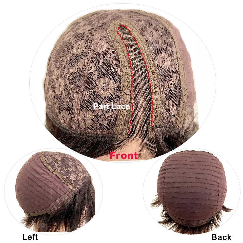 Pixie Cut Wig Part Bob Lace Front Wig Brazilian Straight Human Hair Wigs 150% Density Remy Short Human Hair Wigs Yepei