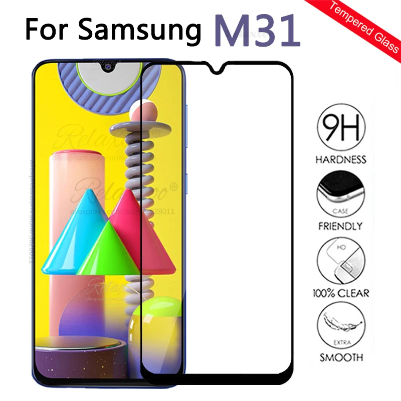 Full Cover Tempered Glass For Samsung M31 2020 M315F Screen Protector Galaxy M30s m30 Protective display Film 6.4inch 9h | Мобильные