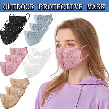 

face mask Adult Women Paillette Adjustable Washable Safet Protect Haze Face Mask 3pcs mascarilla masque маска маски pig horse