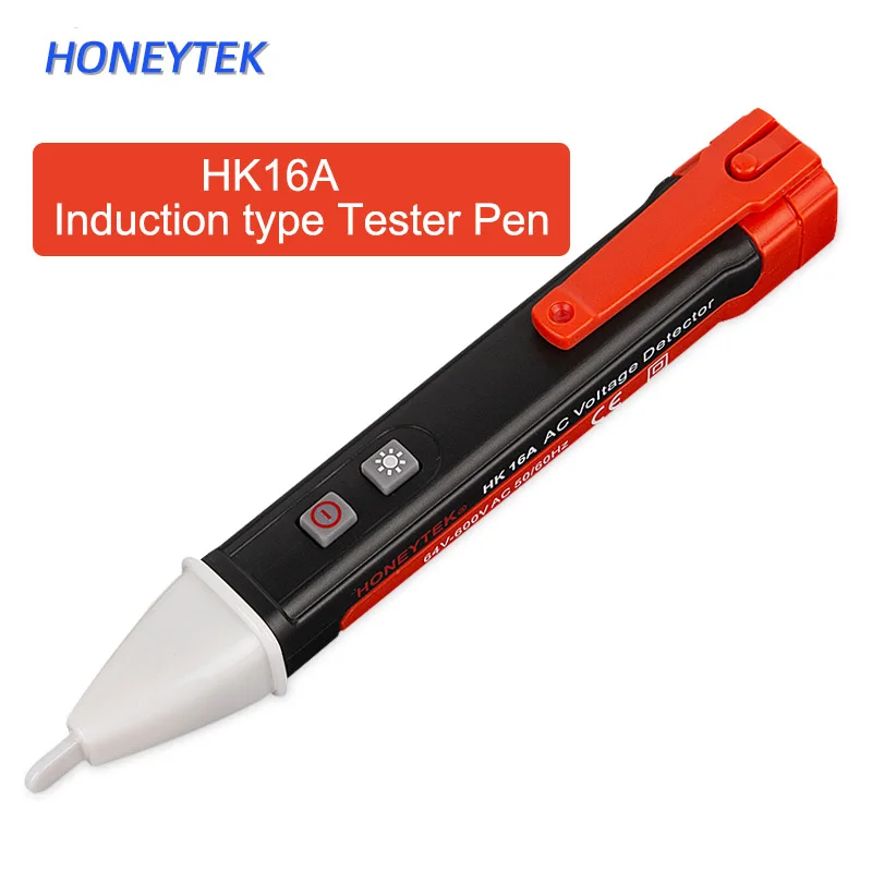 HONEYTEK HK16A/B Бесконтактный индукционный тест-карандаш AC/DC Детектор напряжения тест er ручка индукционный тест непрерывный тест ручка 64 V-600 V
