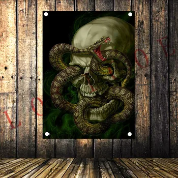 

Vintage Rock and Roll Band Poster Popular Heavy Metal Music Flag Banner Hanging Painting Sticker Studio Bedroom Wall Decoration