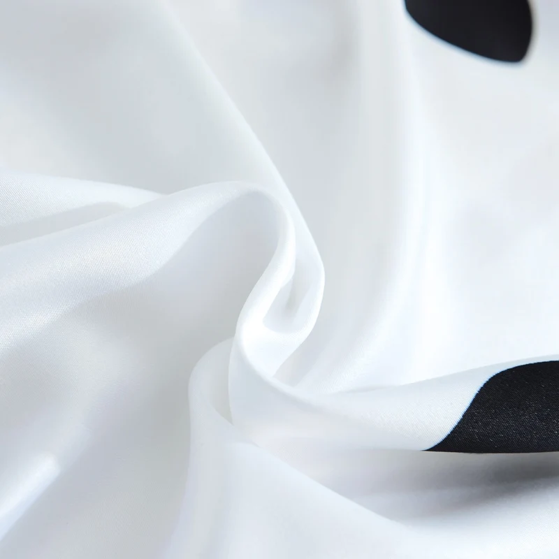 Liv-Esthete роскошный Шелковый Комплект постельного белья в черно-белую точку, шелковистый пододеяльник, плоский лист, Комплект постельного белья, одинарный двойной
