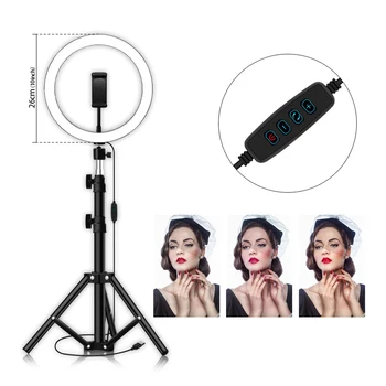 

10inch 26CM Dimmable LED Selfie Ring Light Studio Photography Photo Fill Ring Light Tripod for iphone Smartphone Studio Makeup