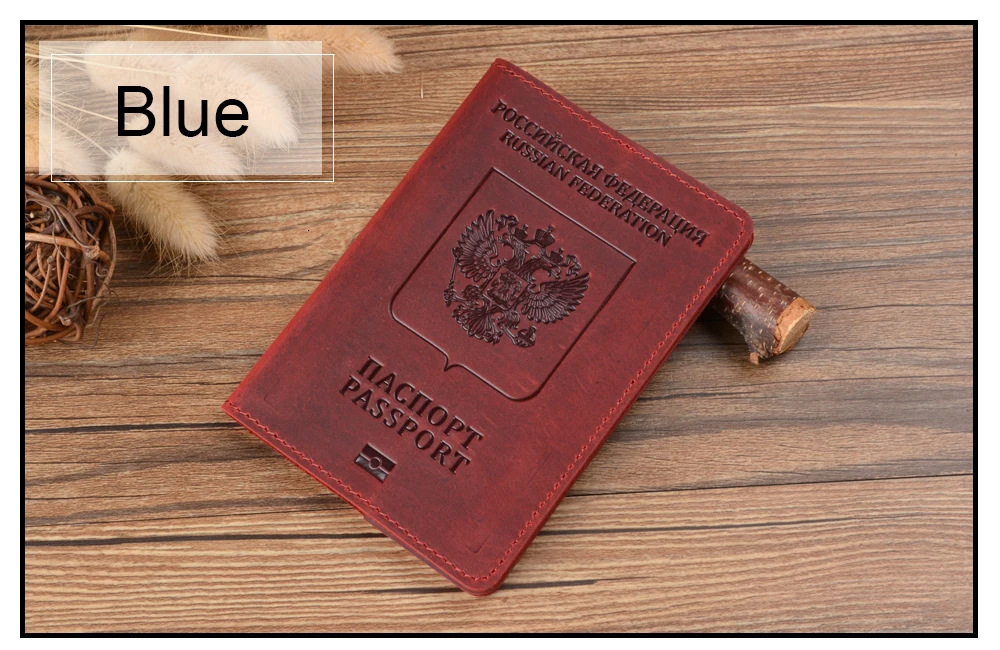 Чехол для паспорта из натуральной кожи для Российской Федерации Crazy Horse кожаный держатель для карт бизнес двуязычный чехол для паспорта