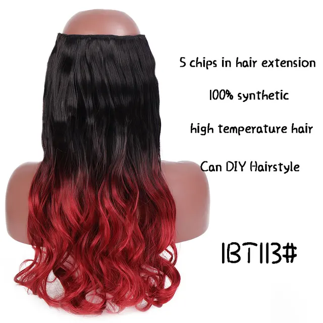 SHANGKE Synthetic 24-Inch Straight Clip in Hair Extensions Heat Resistant Wavy Hairpiece High Temperature Fiber False Hair 7245-1BT113