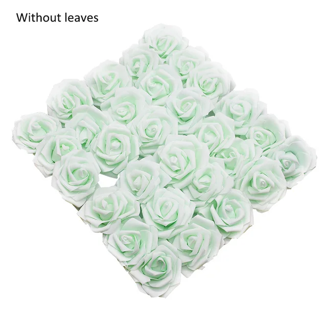 10/20/30 Heads 8CM Artificial PE Foam Rose Flowers Bride Bouquet Flower For Wedding Party Decorative Scrapbooking DIY Flower F11 Light green