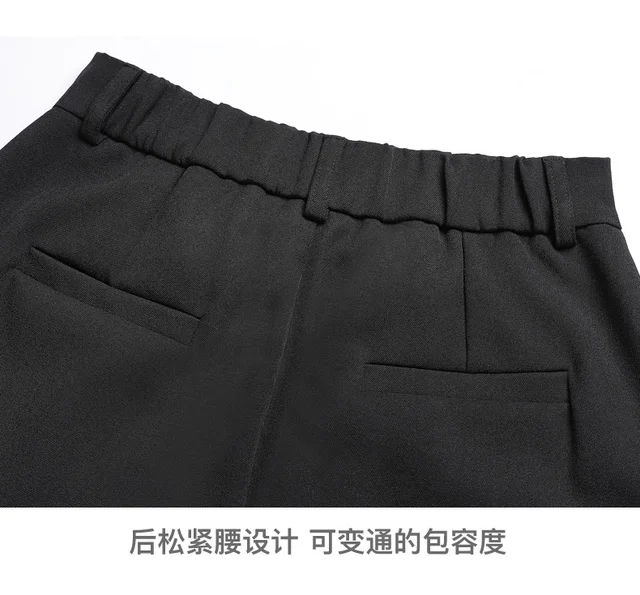 Calças Harlan para mulheres, versáteis, finas e verticais, calças formais  de 9 pontos, casual coreana, tubo reto, outono, 2023 - AliExpress