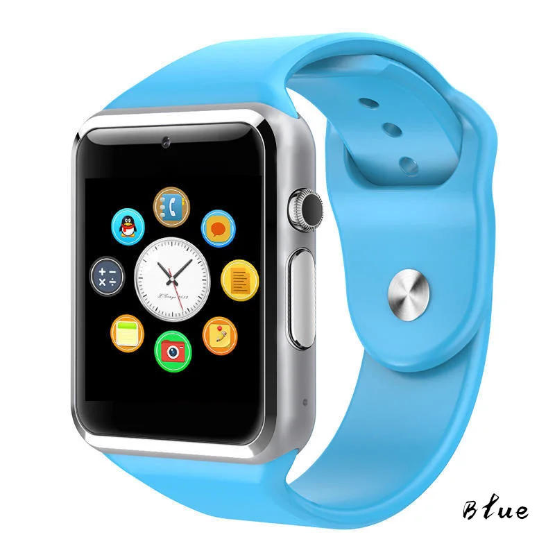 Blue A1 наручные часы Bluetooth умные часы Спорт Шагомер с SIM Камера, Смарт часы для телефона Android PK GT08 DZ09 Q18 Y1 V8 Reloj - Color: Blue