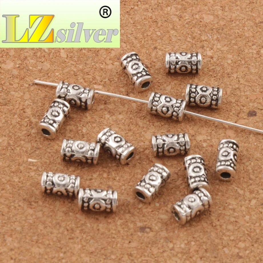 Circle Dots Curved Tube Beads 8.8x4.9mm 300PCS Zinc Alloy Spacers Jewelry Findings L720