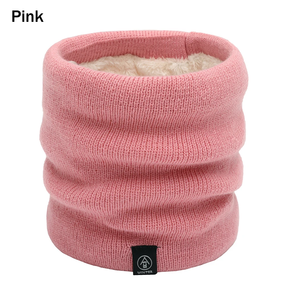 pink 1 шт. вязаный Флисовый Шарф для шеи Лыжная Балаклава шапка теплая вязаная шапка Толстая шаль теплая круглая обертка аксессуары для улицы - Цвет: pink
