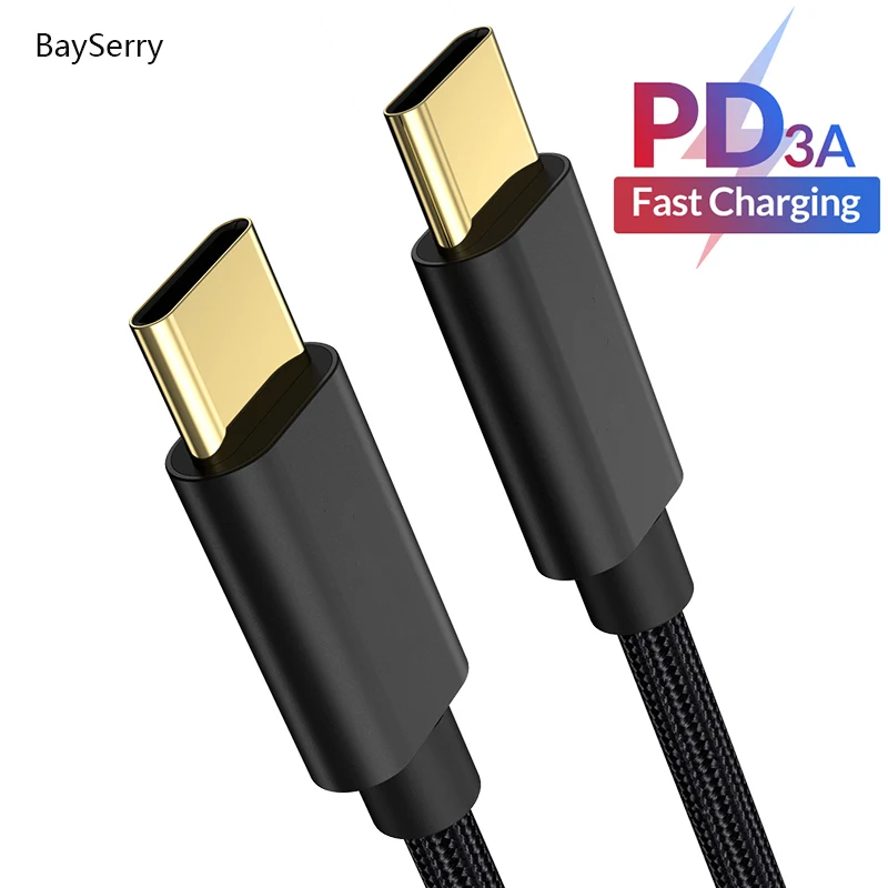 BaySerry 60 Вт usb type C кабель для USB samsung S9 S10 Plus Xiaomi Мобильный телефон USBC PD Быстрая