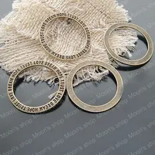 35 мм Античная бронзовая большая буква круг сплав плоские талисманы подвески для творчества фурнитура Аксессуары 20 штук(JM1824