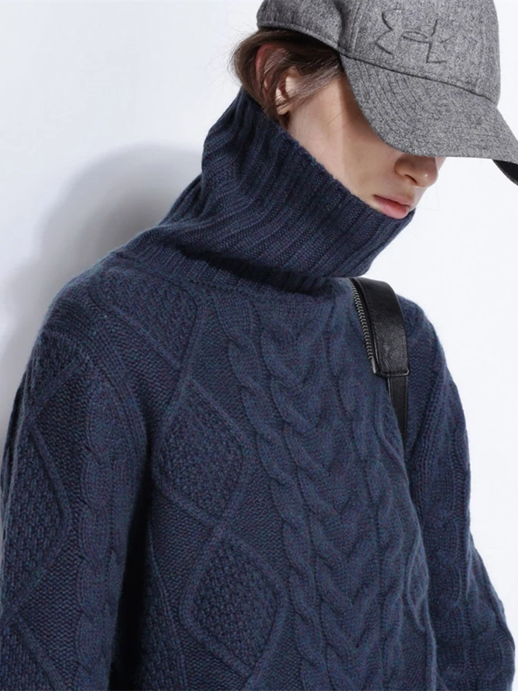 

Winter Warm Thick Sweater Women Plus Size Turtleneck Loose Knitted Lounge Wear Simple Solid Brand Quality Pullover Sweaters 2020