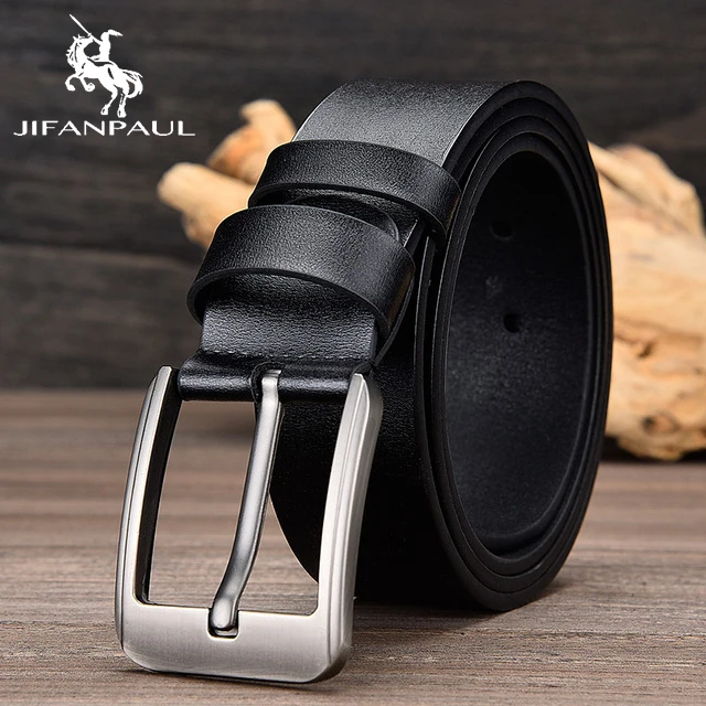 JF02 3.8CM Black JIFANPAUL бренд подлинный мужской модный кожаный ремень сплав Материал Пряжка Бизнес Ретро Мужские джинсы дикие ремни высокого качества - Цвет: JF02 3.8CM Black