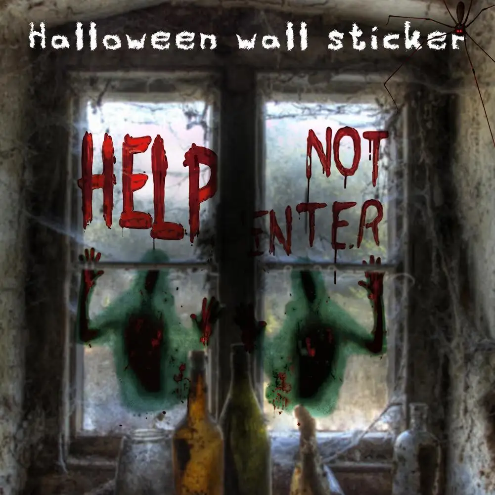 2 шт вампир ужас зомби наклейка плакат украшение для дома с привидениями Хэллоуин вечерние наклейки на стену гигантское кровавое окно
