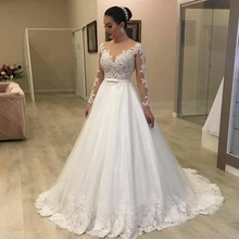 

Long Sleeves Amazing Open Back Lace Wedding Dress 2021 Bow Wedding Gown Bridal Dresses Robe