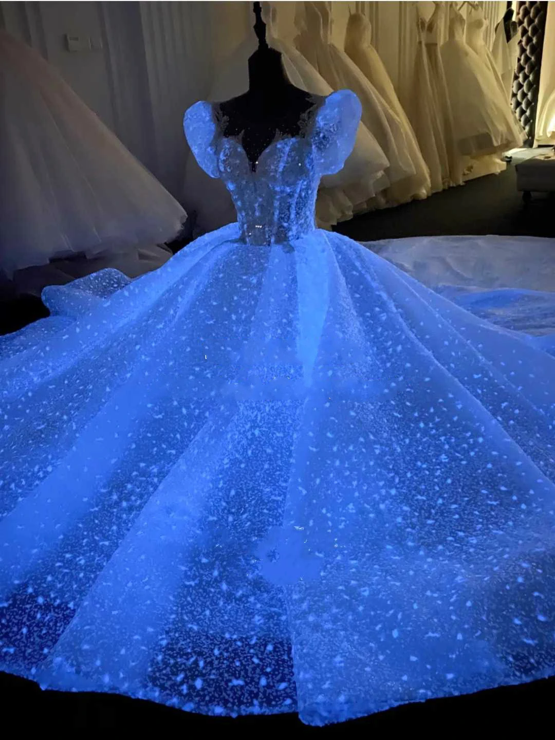 Romantico bagliore notturno personalizzato In abito da sposa luminoso scuro  cena annuale modello Fashion Runway Show shine in the Dark|Wedding Dresses|  - AliExpress