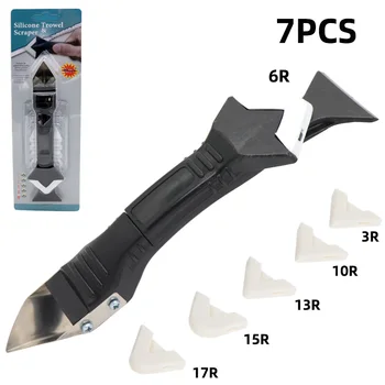 

High-quality 7PCS Metal 5 in 1 Silicone Glass Cement Scraper Tool Blade for Caulking Doors and Windows
