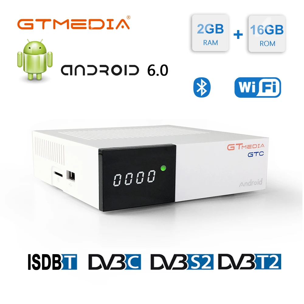 GTmedia GTC приемное устройство Android 6,0 ТВ коробка DVB-S2 DVB-C DVB-T2 Amlogic S905D 2 гб оперативной памяти, 16 гб встроенной памяти+ 1 год cccam спутниковый ТВ приемник ТВ коробка