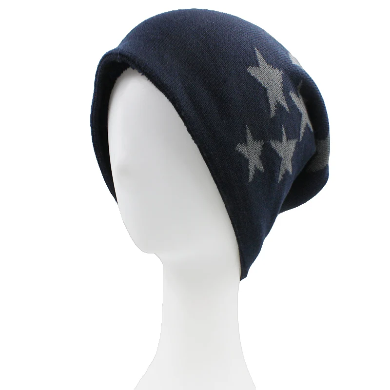 ALTOBEFUN Stars Design Мужские Мешковатые вязаные шапочки зимние теплые шапки для шапочки для девочек Женская зимняя шапка Кепка из искусственного меха BHT073
