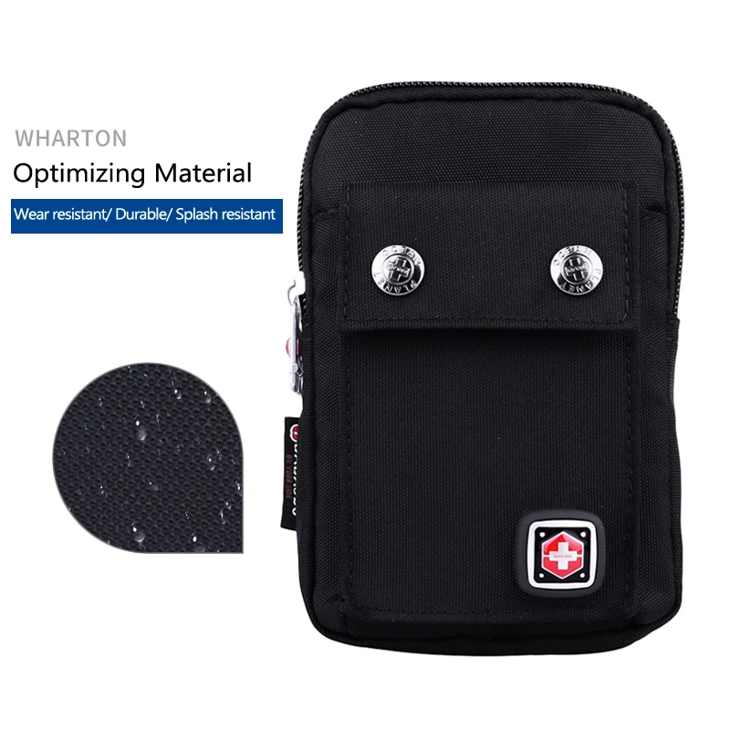 PAUKAOT Small Waist Packs Vertical Cell Phone Belt Bags Bum Hip Bag Travel Fanny Pack For Men Nylon Black Zipper Pouch Purse