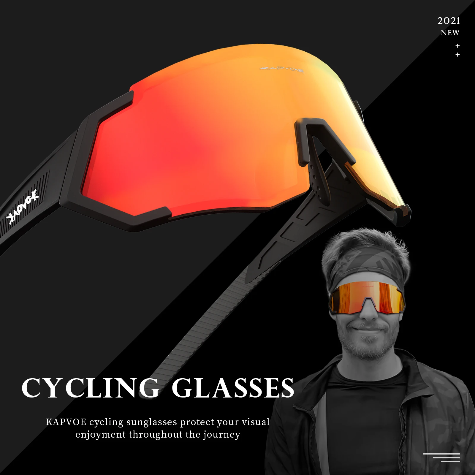 Kapvoe Polarized Sunglasses Cycling Glasses UV400 Goggles Sports Eyewear 4lens