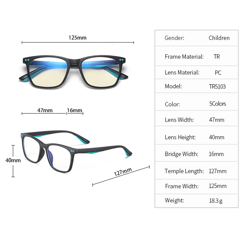 Youth Blue Light Blocking Glasses - Anti Eye Strain & UV Protection