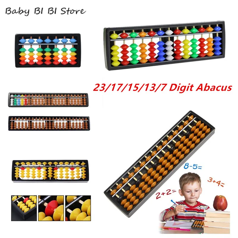 Ketamyy 7 Chiffres 5 Perles Angulaires Mini Abacus Boulier en bois Soroban Mathematique Chinois Japonais Outil de Calcul Traditionnel Abacus Mind Math pour Enfants Blanc 