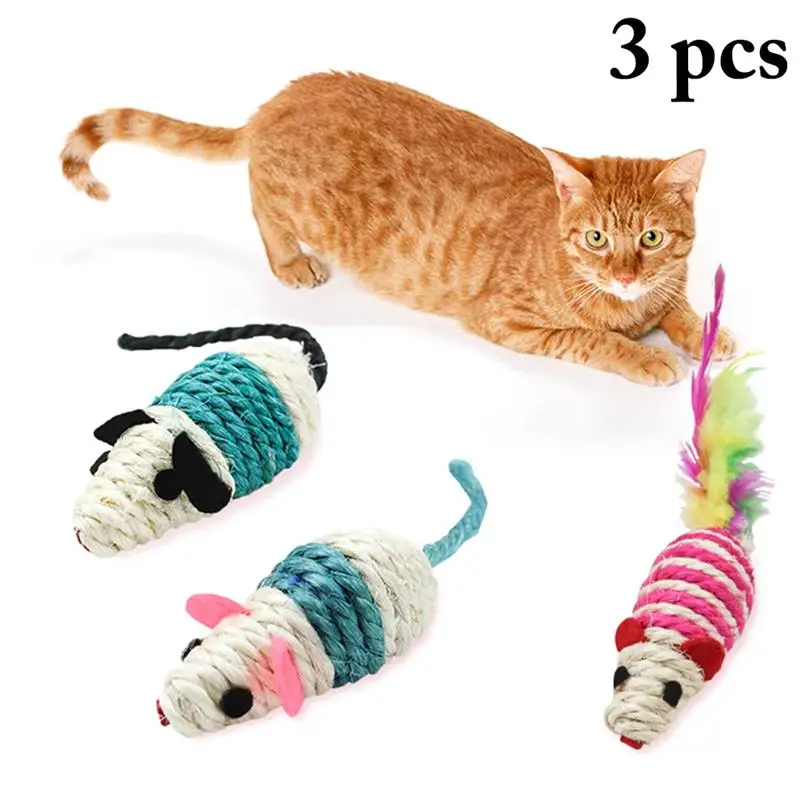 squeaky dog toy Dorakitten 3Pcs/Set Mice Cat Toys Interactive Cat Squeaky Toys Kitten Mouse Toys For Cats Pet Supplies Cat Favors Random Color outdoor dog toys