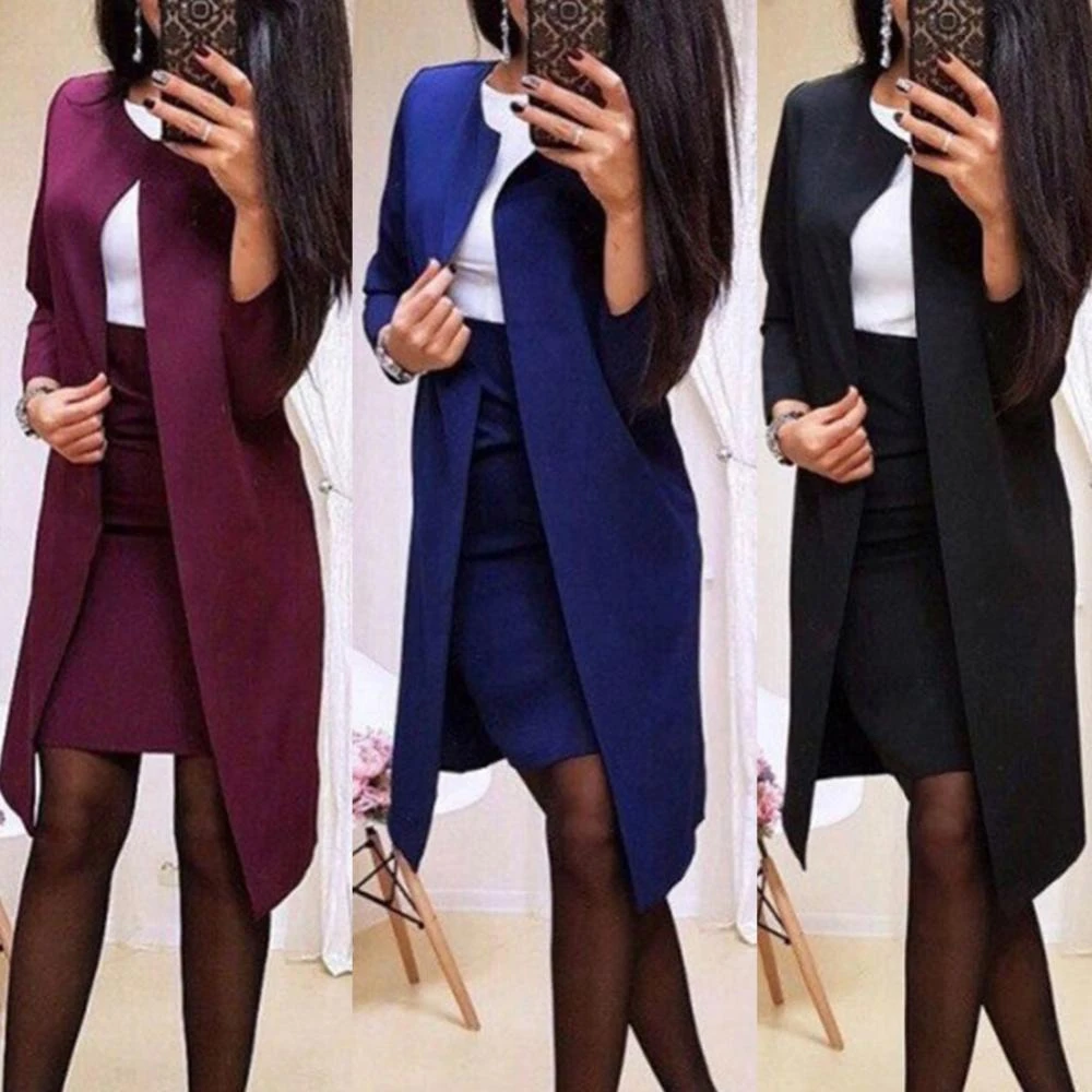 ingresos Rango Pensionista Minifalda de oficina para mujer, de 2 piezas Conjunto elegante, Blazer  largo de Color liso, chaqueta ajustada, traje de minifalda para  otoño|Trajes con falda| - AliExpress