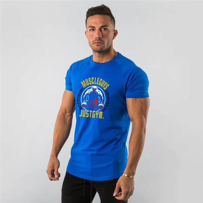 

2020 New Brand Men's Workout T Shirt Summer Casual Short Sleeve O-neck Shirt Fitness Cotton Tops Short Sleeve Fashion T Shirts