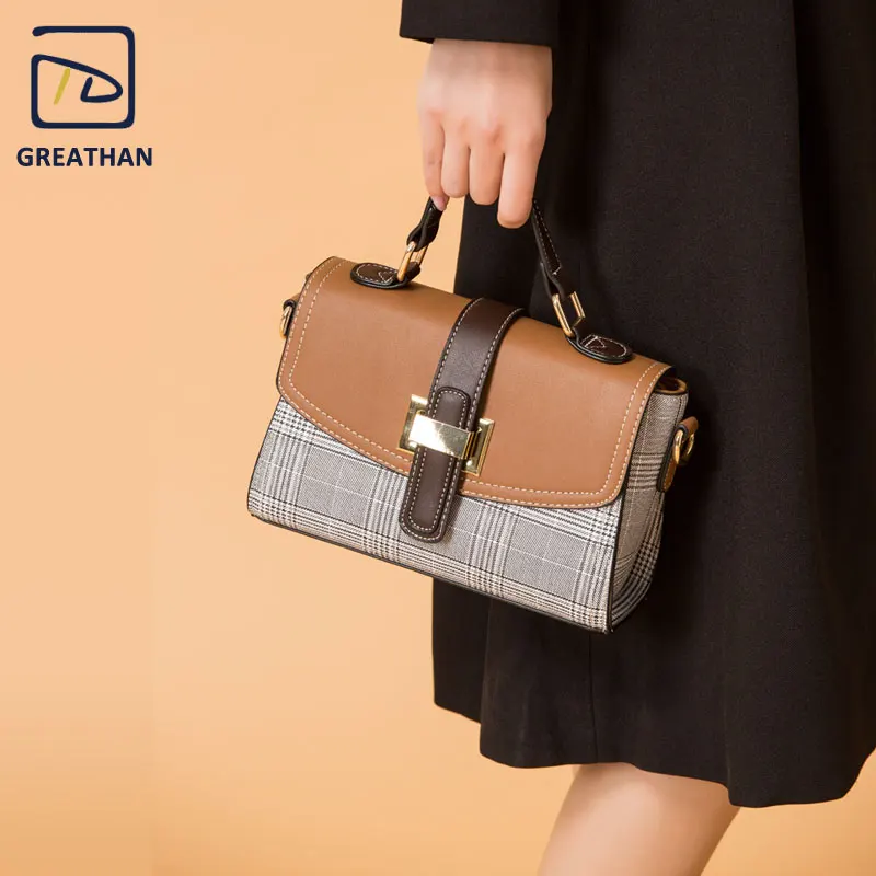 GreatHan Woman's Stripe Grid Elegant Handbags Luxury Leather Crossbody Bag Trendy Zebra Pattern Clutch Bags |