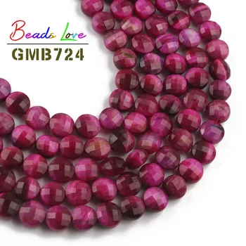 

Wholesale Round Flat Faceted Rose Red Tiger Eye Beads 8x8MM Natural Stone Beads for Needlework Jewelry Making DIY Bracelet 15''