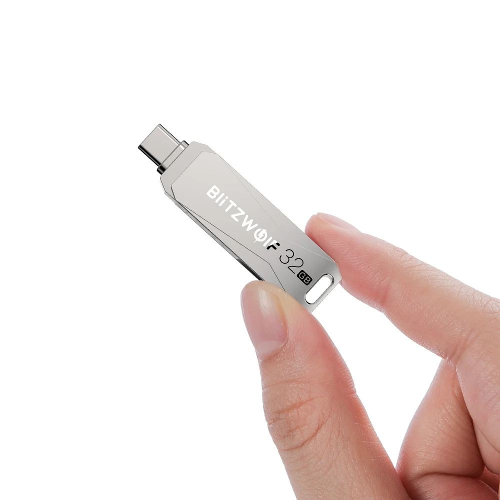 USB флеш накопитель BlitzWolf 2 в 1 Сверхбыстрая Передача данных 3 0 Type C вращение на 360 °