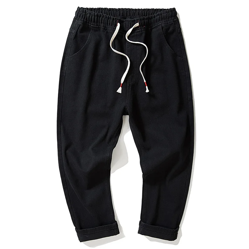 2022 Loose Harlan straight-leg pants plus size men casual nine-point jeans wide-leg plus size casual brand cotton pants