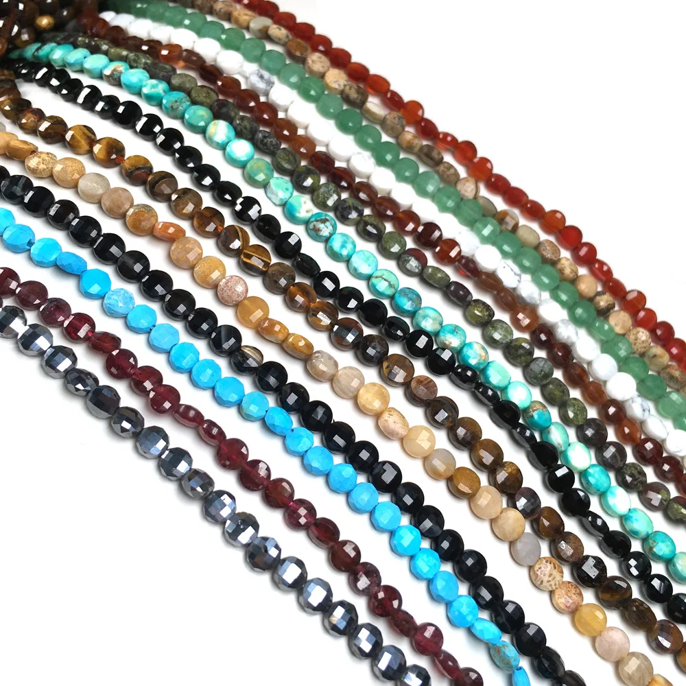

Natural Stone Faceted Flat Scattered bead charm agates small Beads for Jewelry Making DIY Necklace Bracelet Accessories size 4mm